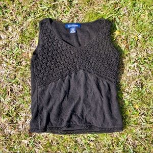 Evan Picone Black Crochet Top
